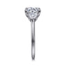 Nigela - 14K White Gold Round Three Stone Lotus Diamond Engagement Ring - 0.4 ct