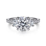 Georgie - 14K White Gold Round Three Stone Lotus Diamond Engagement Ring - 0.6 ct