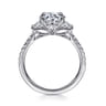 Georgie - 14K White Gold Round Three Stone Lotus Diamond Engagement Ring - 0.6 ct