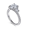 Georgie - 14K White Gold Round Three Stone Lotus Diamond Engagement Ring - 0.6 ct