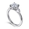 Ebony - 14K White Gold Round Three Stone Diamond Engagement Ring - 0.2 ct