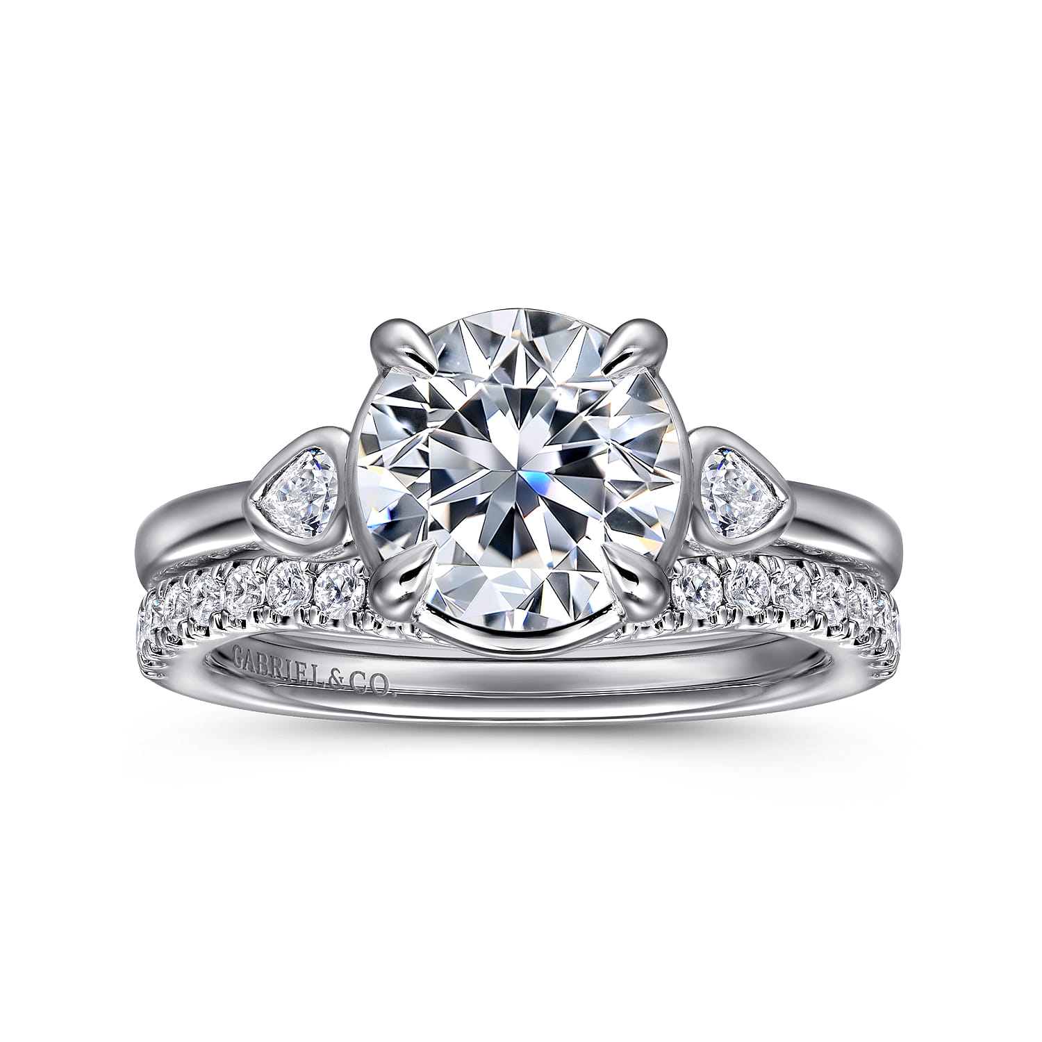 Ebony - 14K White Gold Round Three Stone Diamond Engagement Ring - 0.2 ct - Shot 4