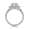 Dee - 14K White Gold Round Three Stone Lotus Diamond Engagement Ring - 0.6 ct