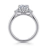 Devon - 14K White Gold Round Three Stone Lotus Diamond Engagement Ring - 0.38 ct
