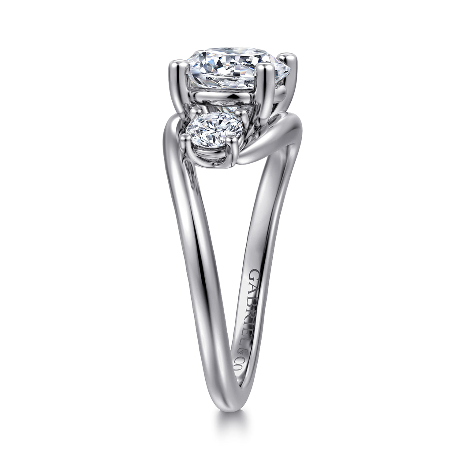 Elin - 14K White Gold Round Three Stone Diamond Engagement Ring - 0.5 ct - Shot 4