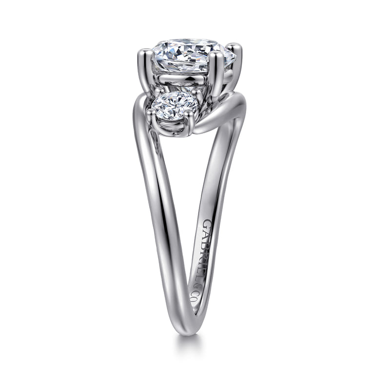 Elin - 14K White Gold Round Three Stone Diamond Engagement Ring - 0.5 ct - Shot 4