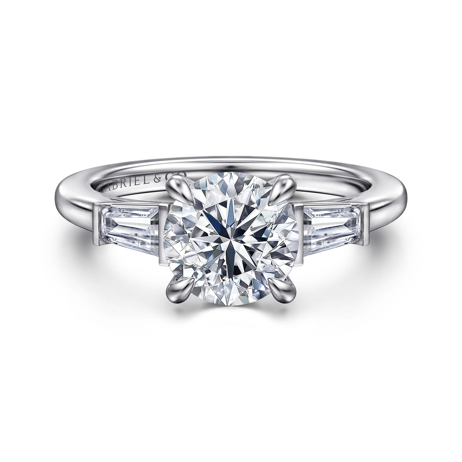 Acacia - 14K White Gold Round Three Stone Diamond Engagement Ring - 0.3 ct - Shot 1