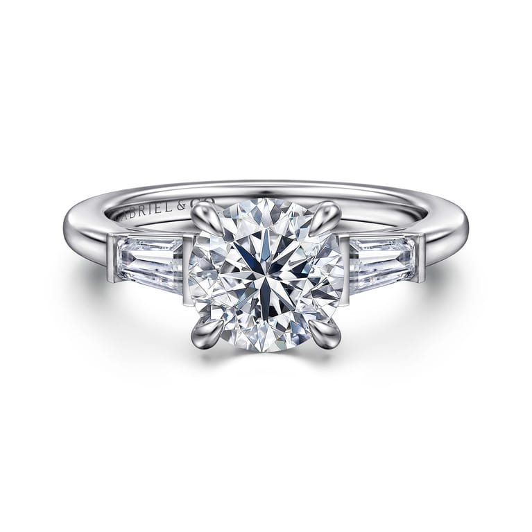 Acacia - 14K White Gold Round Three Stone Diamond Engagement Ring - 0.3 ct - Shot 1