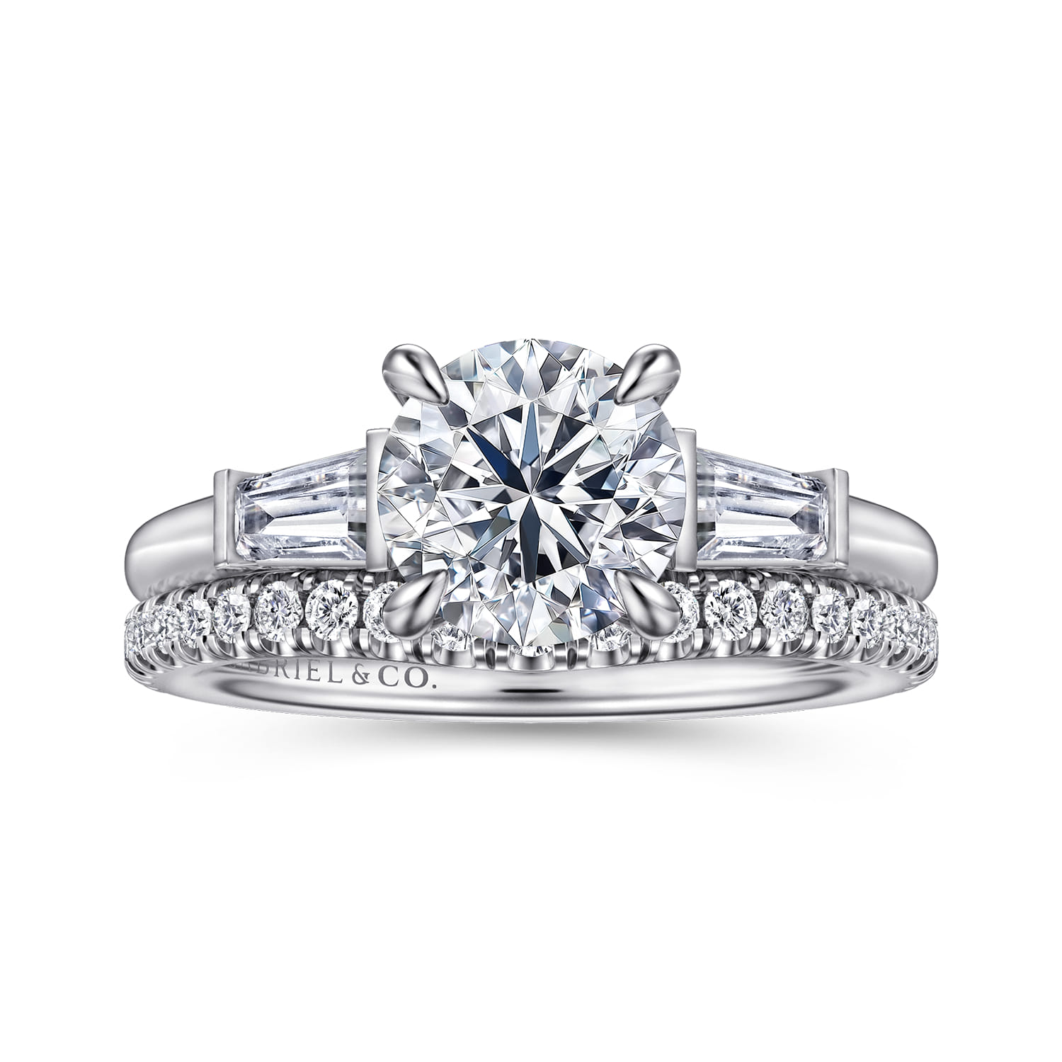 Acacia - 14K White Gold Round Three Stone Diamond Engagement Ring - 0.3 ct - Shot 4