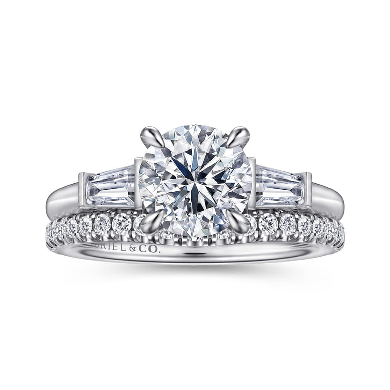 Acacia - 14K White Gold Round Three Stone Diamond Engagement Ring - 0.3 ct - Shot 4
