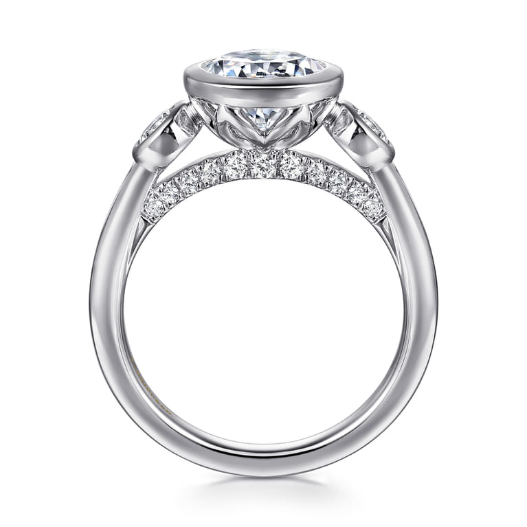 Henley - 14K White Gold Round Three Stone Bezel Set Diamond Engagement Ring - 0.5 ct - Shot 2
