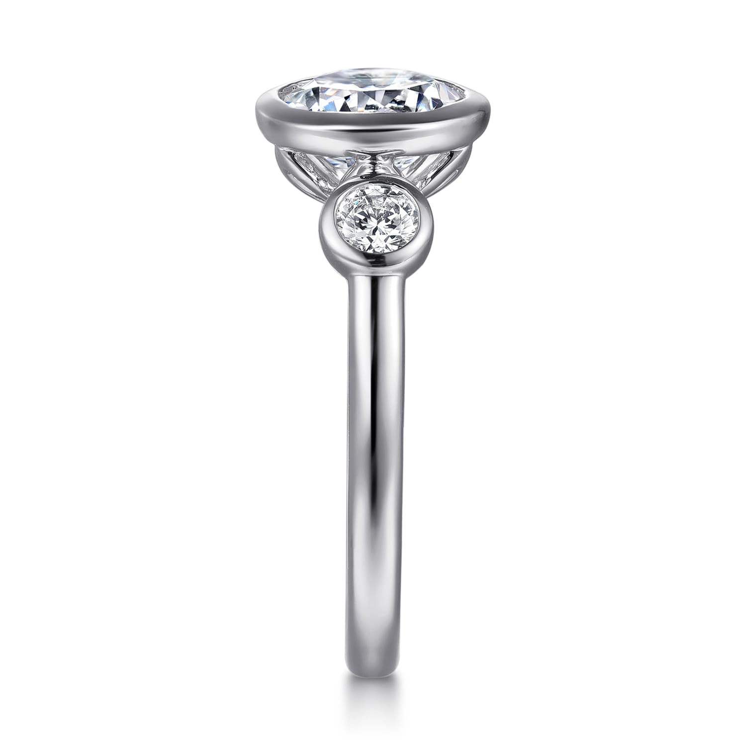 Henley - 14K White Gold Round Three Stone Bezel Set Diamond Engagement Ring - 0.5 ct - Shot 5