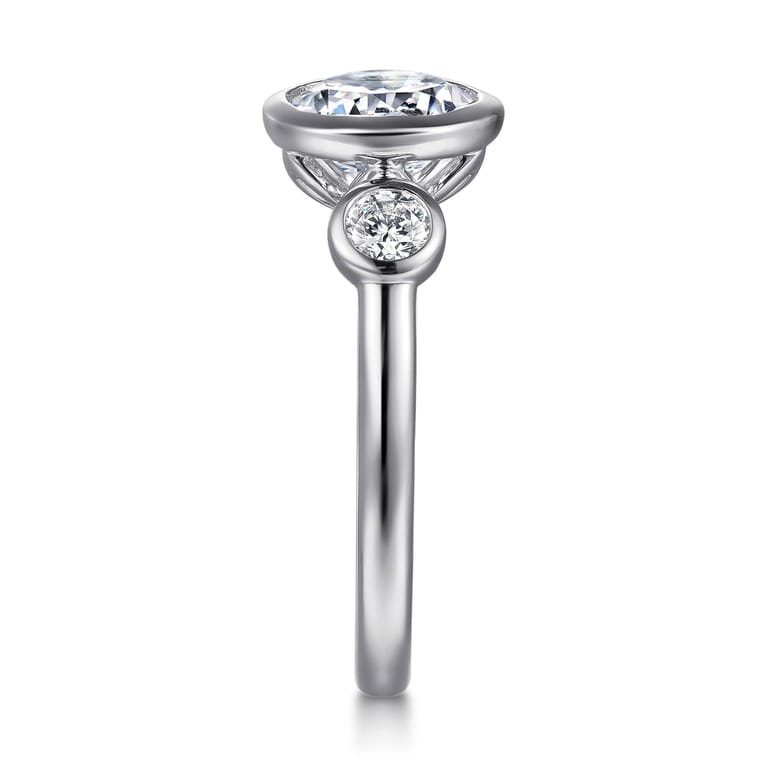 Henley - 14K White Gold Round Three Stone Bezel Set Diamond Engagement Ring - 0.5 ct - Shot 5