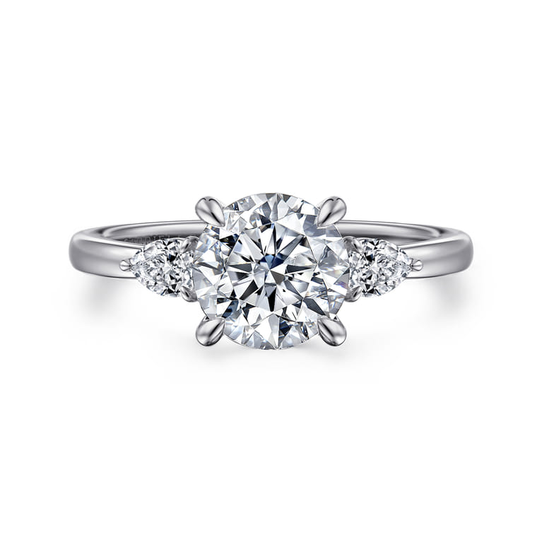 Adalia - 14K White Gold Round Three Stone Diamond Engagement Ring - 0.3 ct - Shot 1