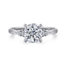 Adalia - 14K White Gold Round Three Stone Diamond Engagement Ring - 0.3 ct