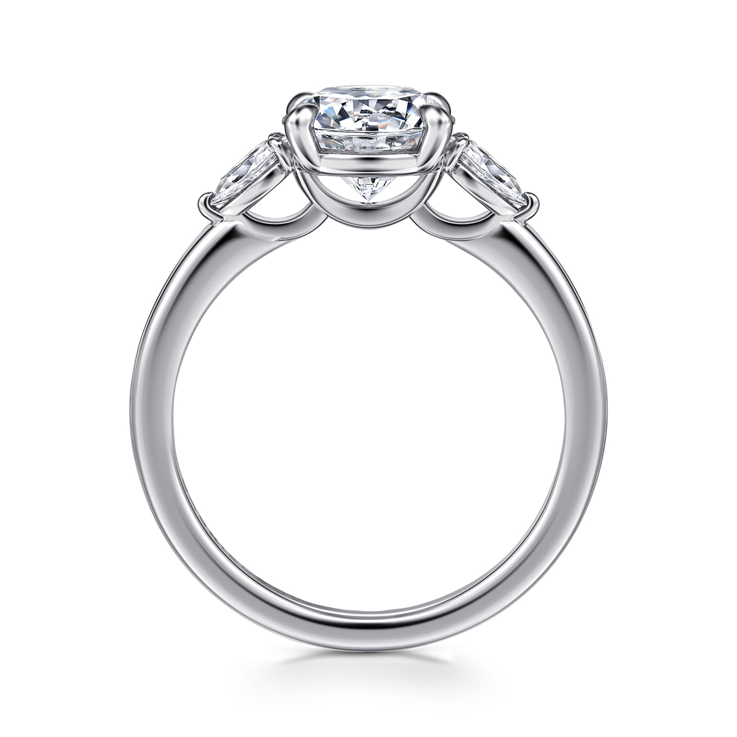 Adalia - 14K White Gold Round Three Stone Diamond Engagement Ring - 0.3 ct - Shot 2
