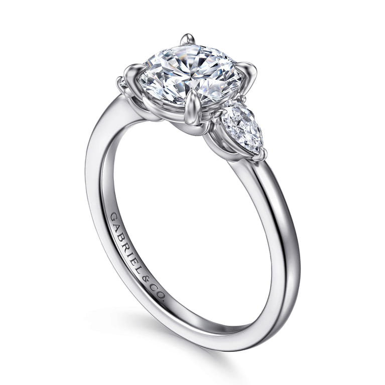 Adalia - 14K White Gold Round Three Stone Diamond Engagement Ring - 0.3 ct - Shot 3