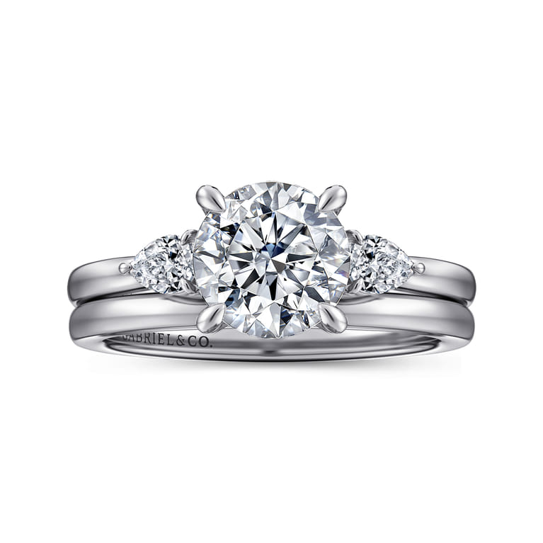 Adalia - 14K White Gold Round Three Stone Diamond Engagement Ring - 0.3 ct - Shot 4