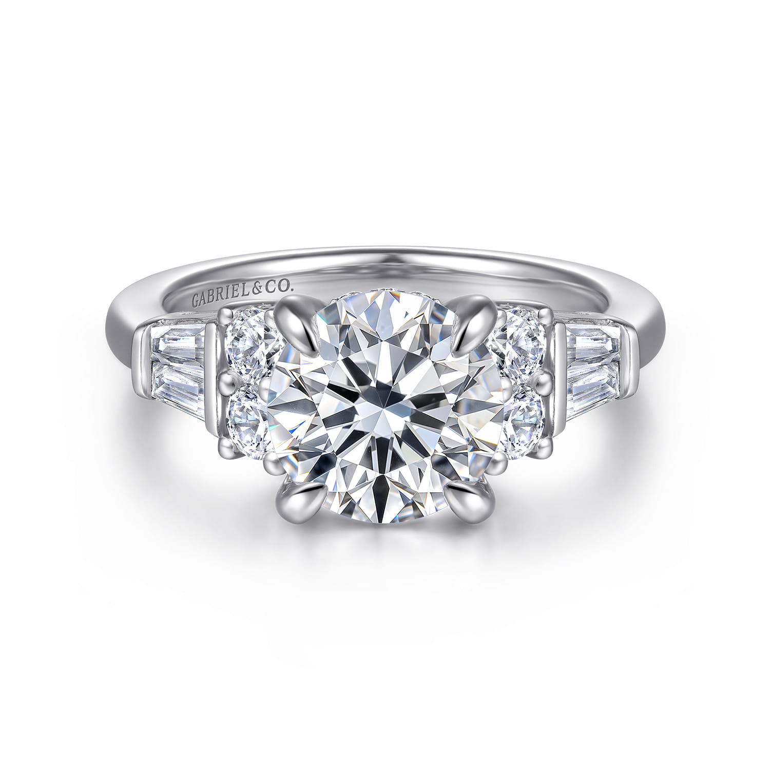 Hollie - 14K White Gold Round Diamond Engagement Ring - 0.6 ct - Shot 1
