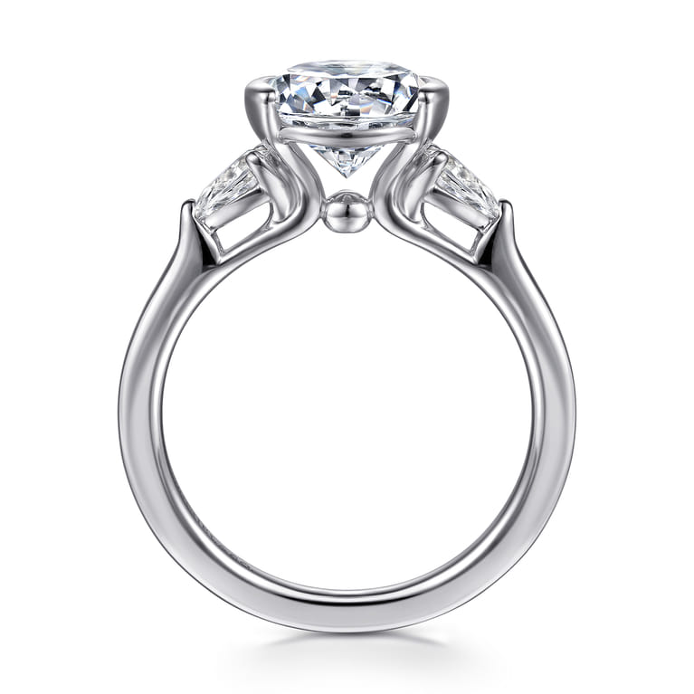 Alesandra - 14K White Gold Half Bezel Round Three Stone Diamond Engagement Ring - 0.3 ct - Shot 2