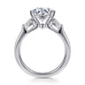 Alesandra - 14K White Gold Half Bezel Round Three Stone Diamond Engagement Ring - 0.3 ct
