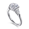 Alesandra - 14K White Gold Half Bezel Round Three Stone Diamond Engagement Ring - 0.3 ct