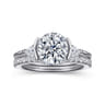 Alesandra - 14K White Gold Half Bezel Round Three Stone Diamond Engagement Ring - 0.3 ct