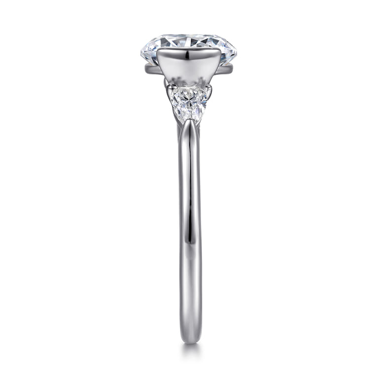 Alesandra - 14K White Gold Half Bezel Round Three Stone Diamond Engagement Ring - 0.3 ct - Shot 5