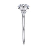 Alesandra - 14K White Gold Half Bezel Round Three Stone Diamond Engagement Ring - 0.3 ct