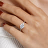 Alesandra - 14K White Gold Half Bezel Round Three Stone Diamond Engagement Ring - 0.3 ct