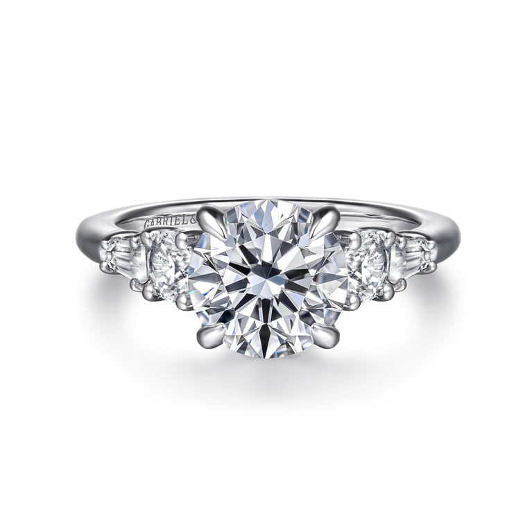 Nella - 14K White Gold Five Stone Round Diamond Engagement Ring - 0.7 ct - Shot 1