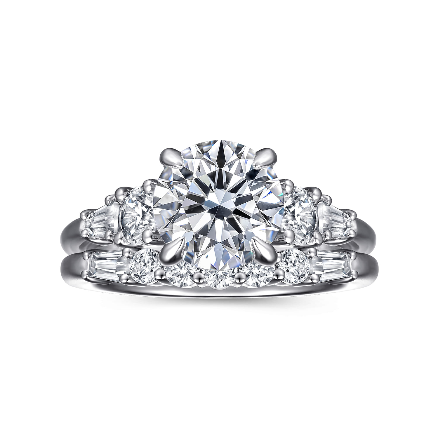 Nella - 14K White Gold Five Stone Round Diamond Engagement Ring - 0.7 ct - Shot 4