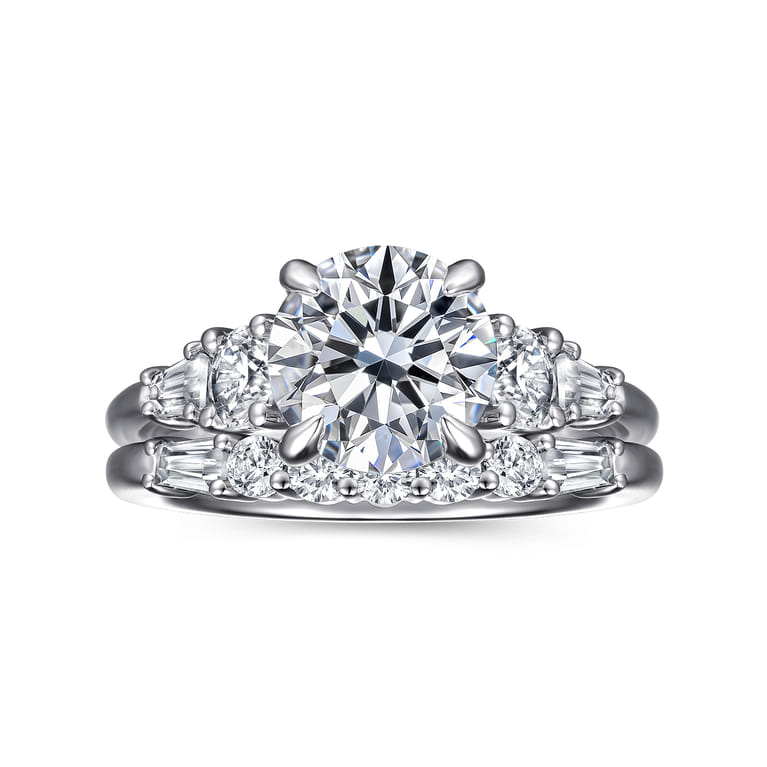 Nella - 14K White Gold Five Stone Round Diamond Engagement Ring - 0.7 ct - Shot 4