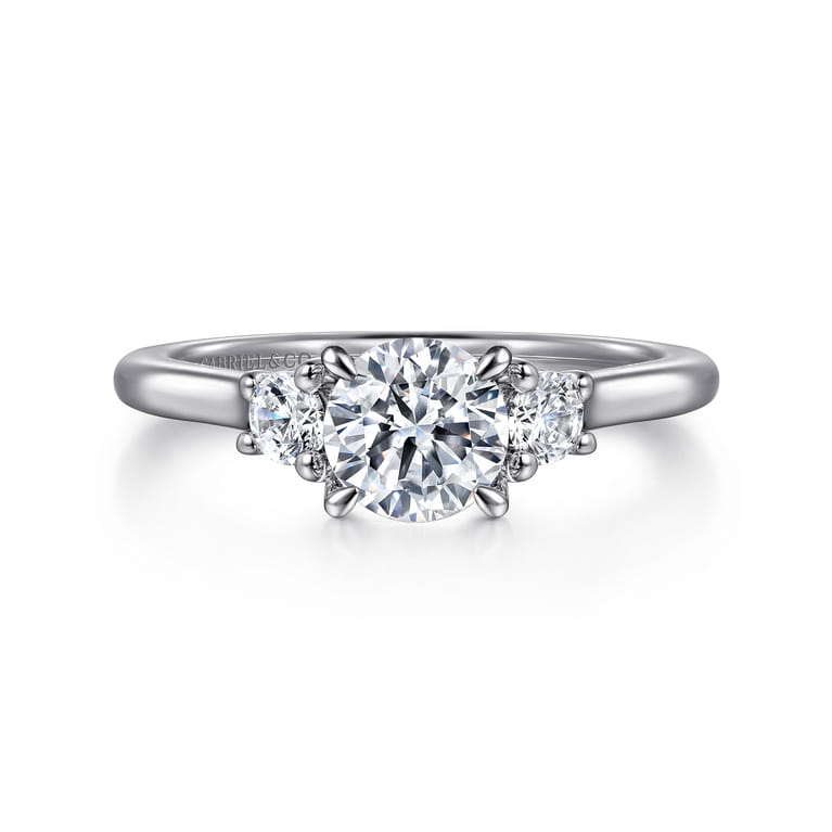 Sanaa - 14K White Gold Round 3 Stone Diamond Engagement Ring - 0.22 ct - Shot 1
