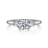 Sanaa - 14K White Gold Round 3 Stone Diamond Engagement Ring - 0.22 ct