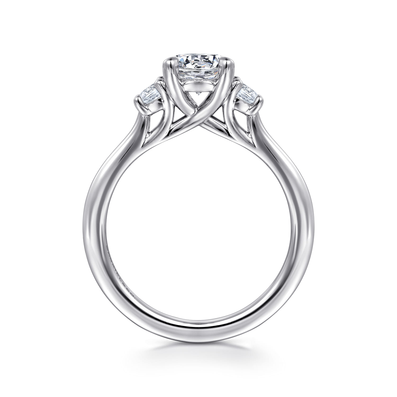 Sanaa - 14K White Gold Round 3 Stone Diamond Engagement Ring - 0.22 ct - Shot 2