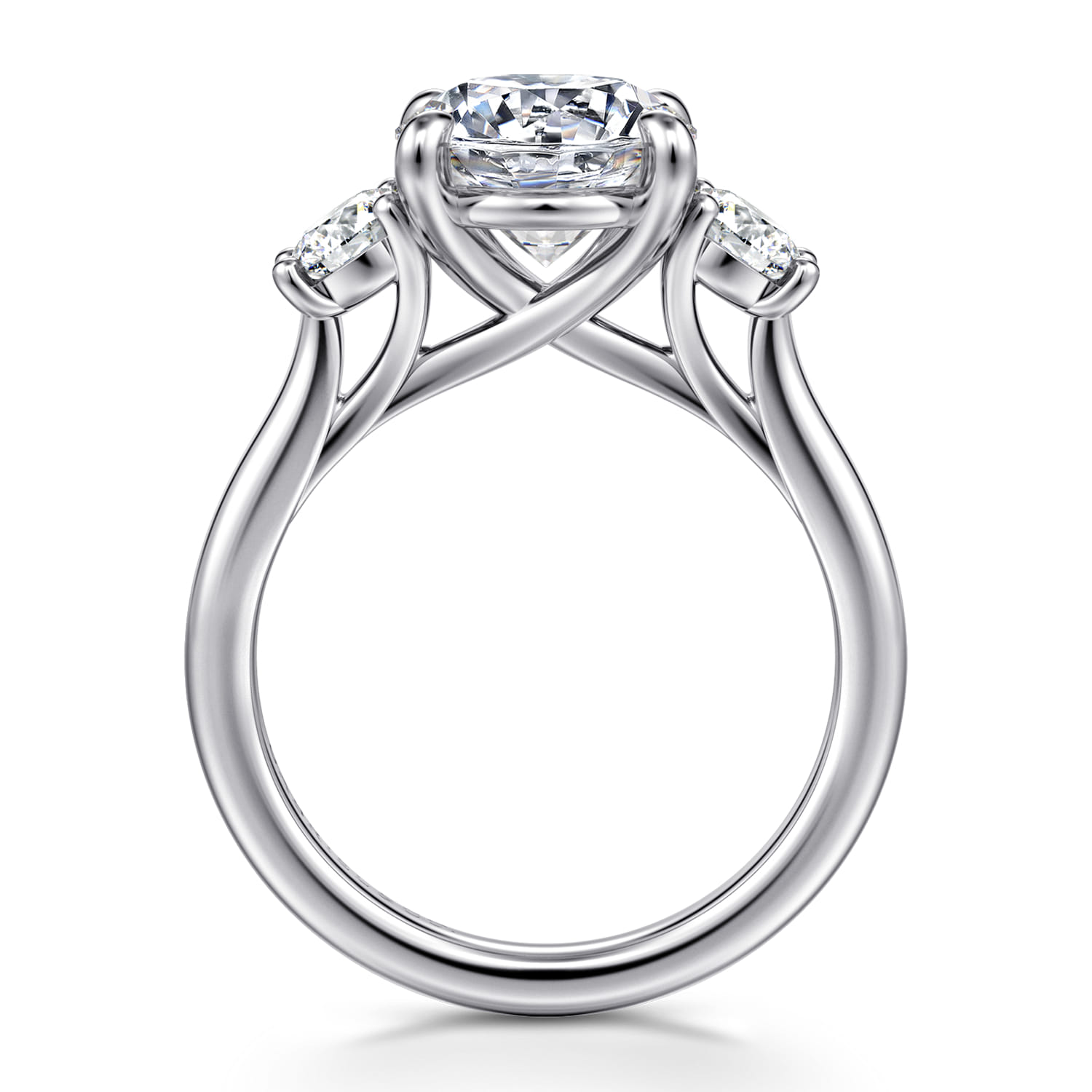 Sanaa - 14K White Gold Round Three Stone Diamond Engagement Ring - 0.6 ct - Shot 2
