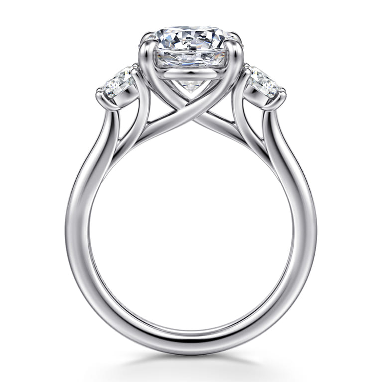 Sanaa - 14K White Gold Round Three Stone Diamond Engagement Ring - 0.6 ct - Shot 2