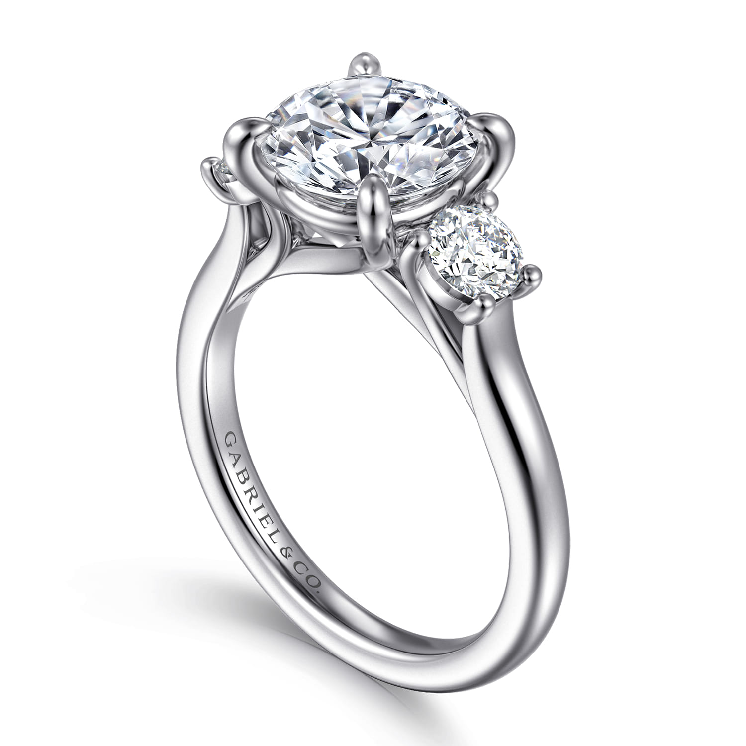 Sanaa - 14K White Gold Round Three Stone Diamond Engagement Ring - 0.6 ct - Shot 3