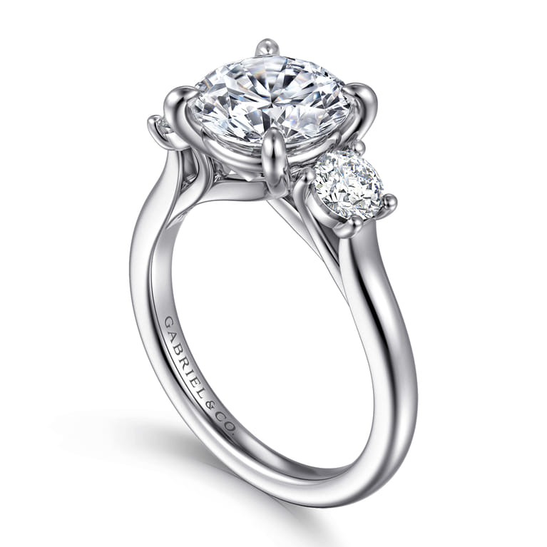 Sanaa - 14K White Gold Round Three Stone Diamond Engagement Ring - 0.6 ct - Shot 3
