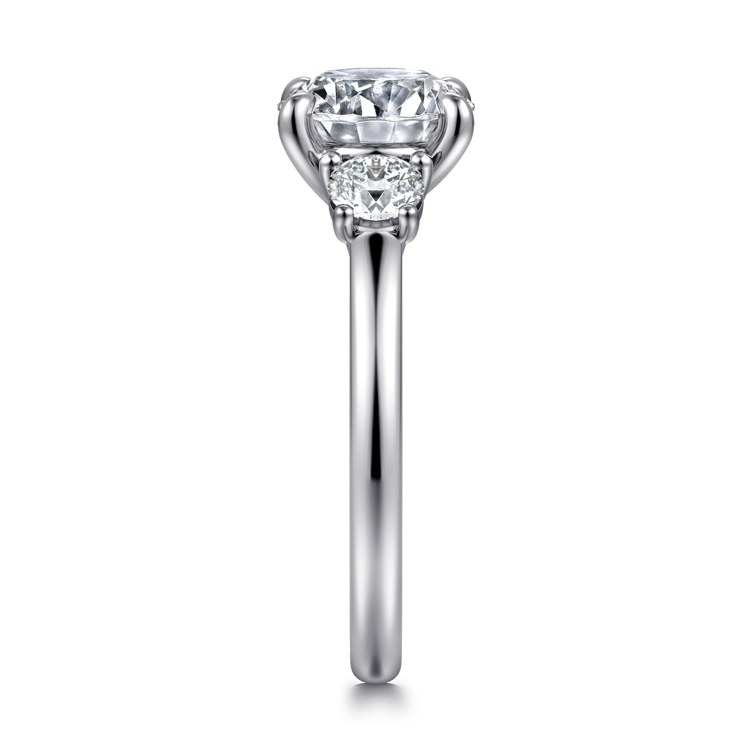 Sanaa - 14K White Gold Round Three Stone Diamond Engagement Ring - 0.6 ct - Shot 4