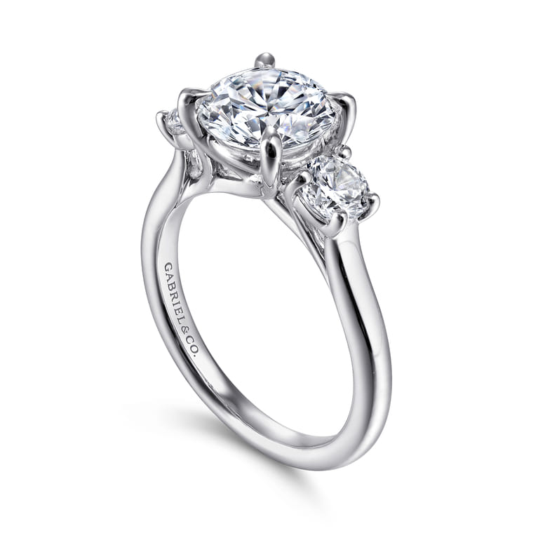 Sanaa - 14K White Gold Round 3 Stone Diamond Engagement Ring - 0.57 ct - Shot 3