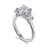 Sanaa - 14K White Gold Round 3 Stone Diamond Engagement Ring - 0.57 ct