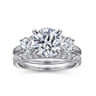 Sanaa - 14K White Gold Round 3 Stone Diamond Engagement Ring - 0.57 ct