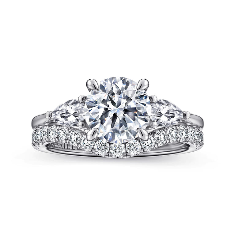 Sima - 14K White Gold Round Three Stone Diamond Engagement Ring - 0.4 ct - Shot 4