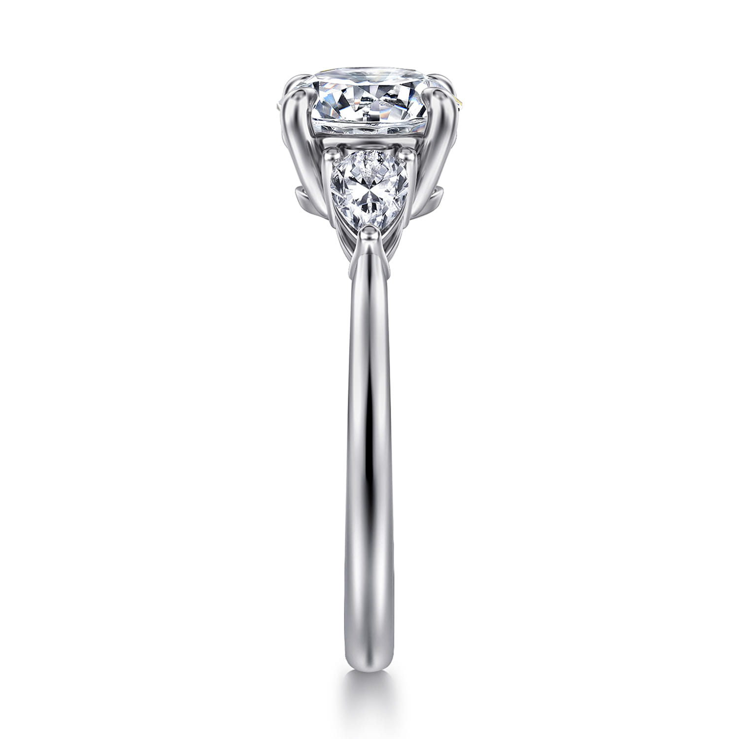 Sima - 14K White Gold Round Three Stone Diamond Engagement Ring - 0.4 ct - Shot 5