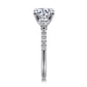 Moon - 14K White Gold Round Three Stone Lotus Diamond Engagement Ring - 0.6 ct