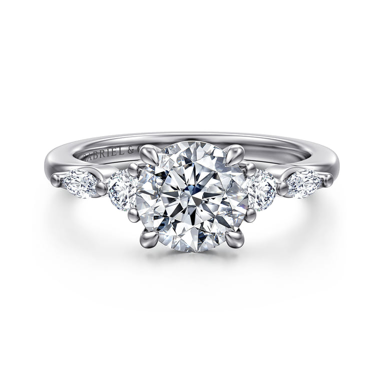 Cian - 14K White Gold Round Five Stone Diamond Engagement Ring - 0.3 ct - Shot 1