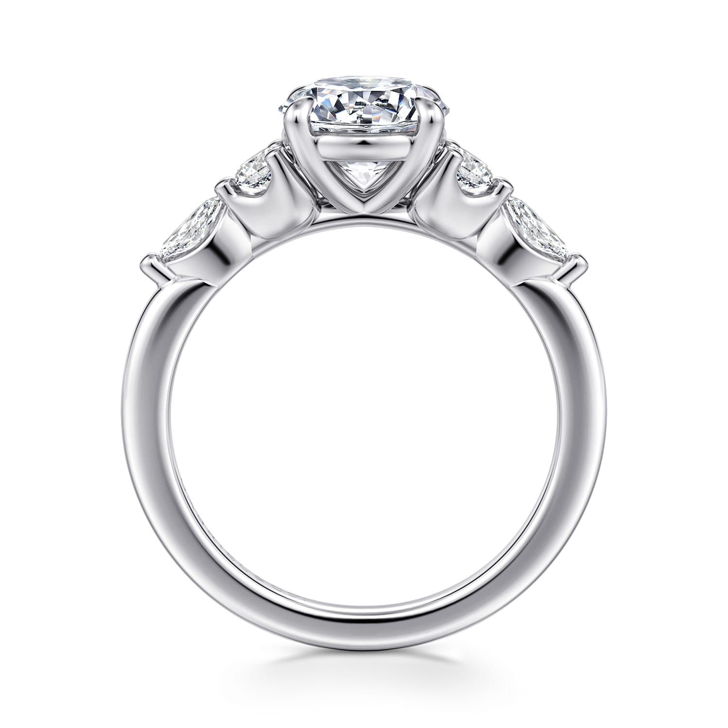 Cian - 14K White Gold Round Five Stone Diamond Engagement Ring - 0.3 ct - Shot 2