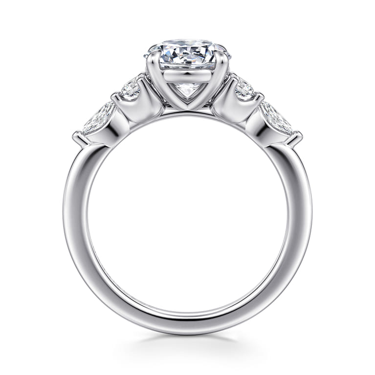 Cian - 14K White Gold Round Five Stone Diamond Engagement Ring - 0.3 ct - Shot 2